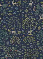 Vintage Meadow with Deer 6 on vintage navy tapet