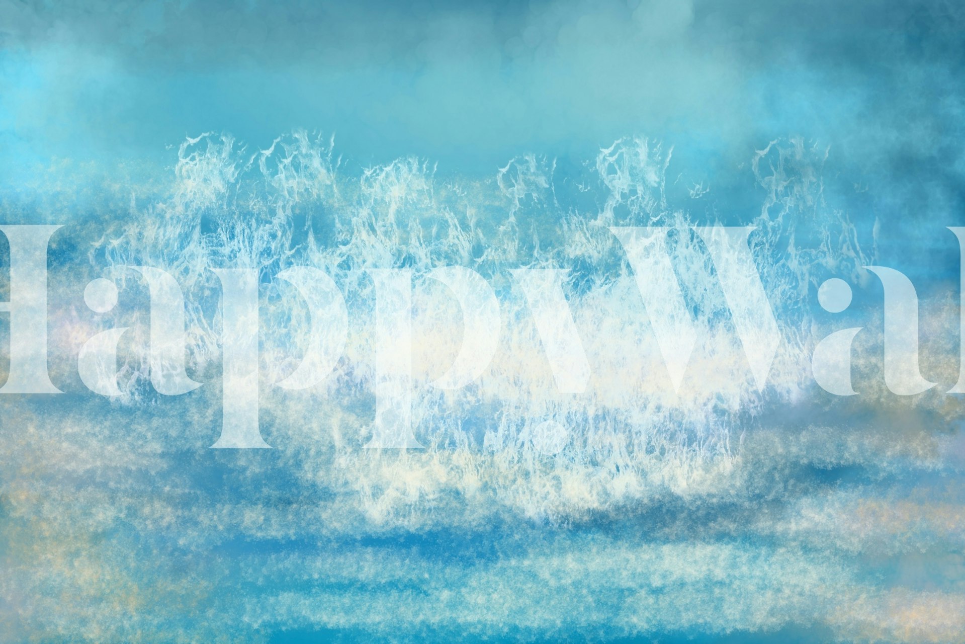 Watercolor wave design in varying shades of blue and white wallpaper