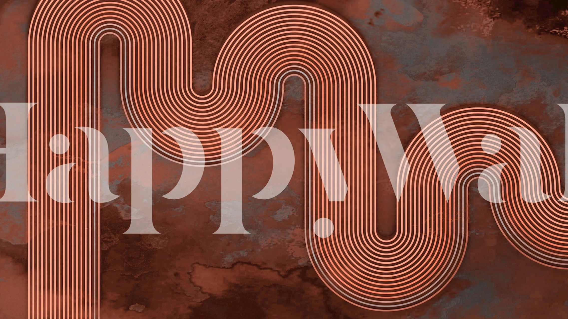 Rustic Copper Curves wallpaper design in a room