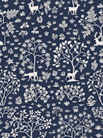 Vintage Meadow with Deer 10 on vintage navy wallpaper