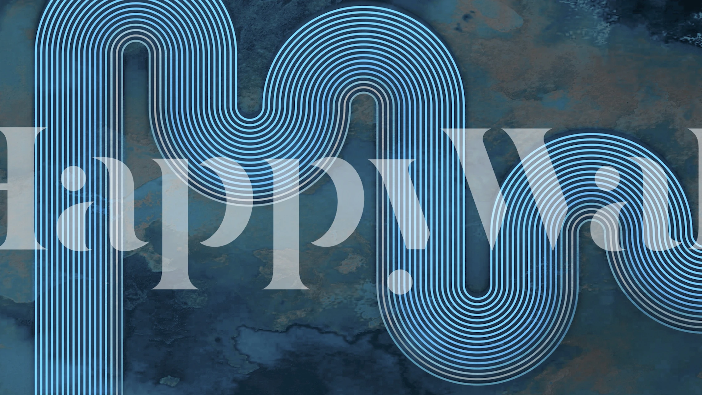 Blue and textured wavy line art wallpaper