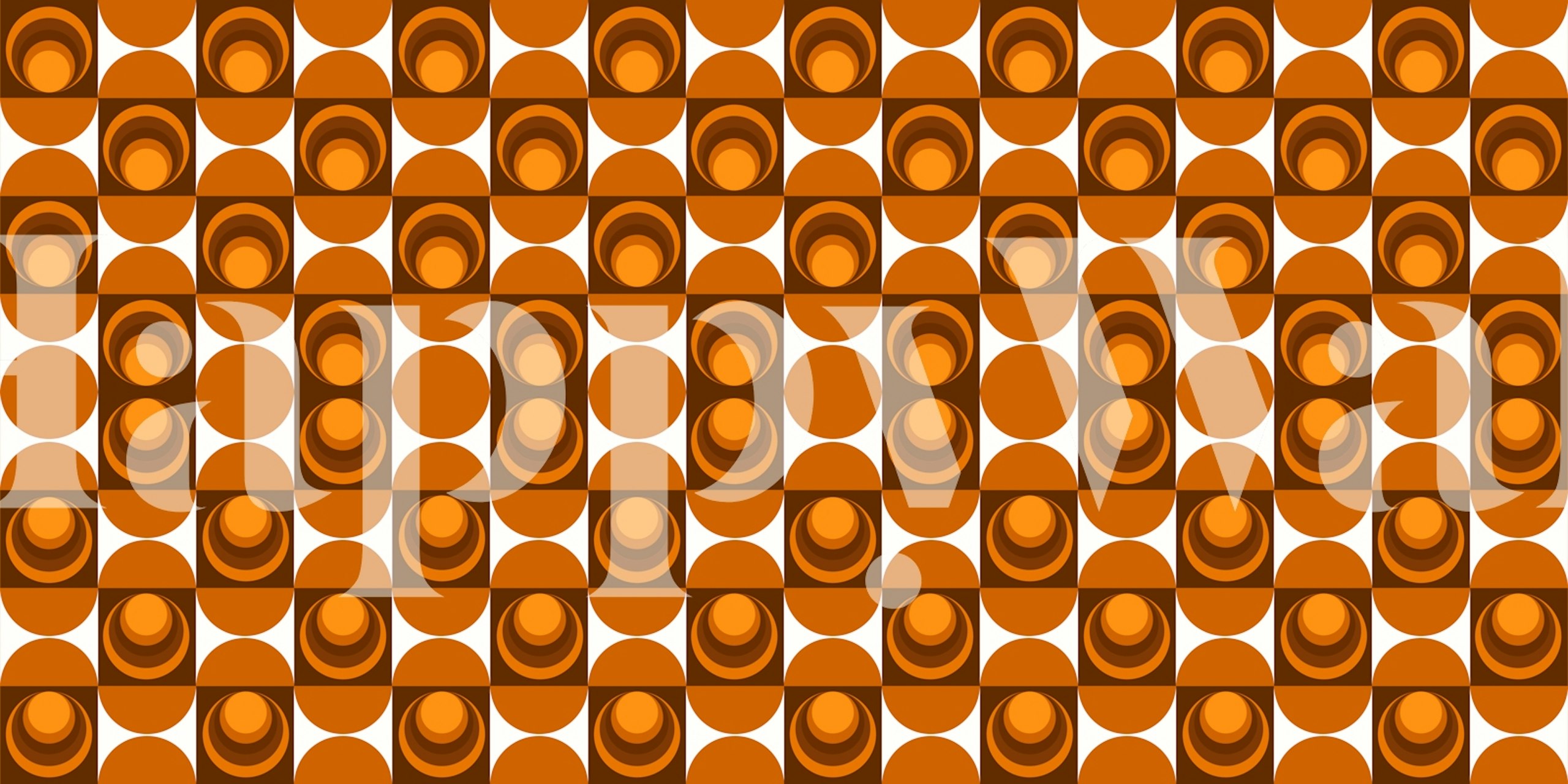 Retro sunburst pattern wallpaper in room