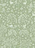 Vintage Meadow with Deer 15 light green wallpaper