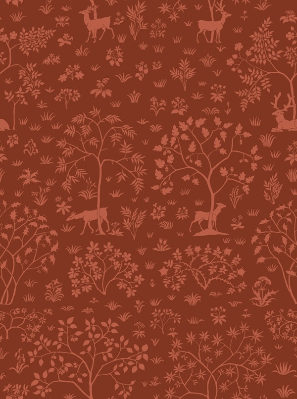 Vintage Meadow with Deer 17 red