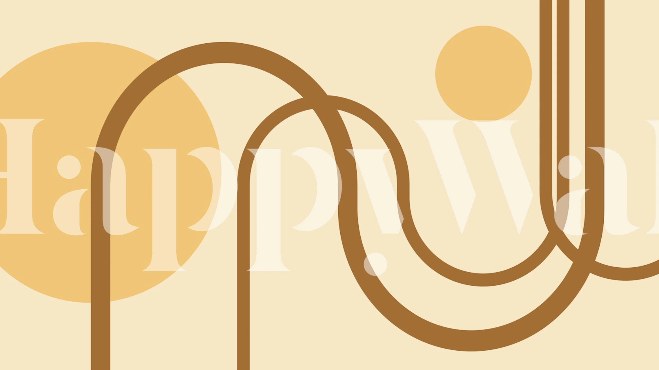 Geometric line patterns and circles in warm beige tones wallpaper