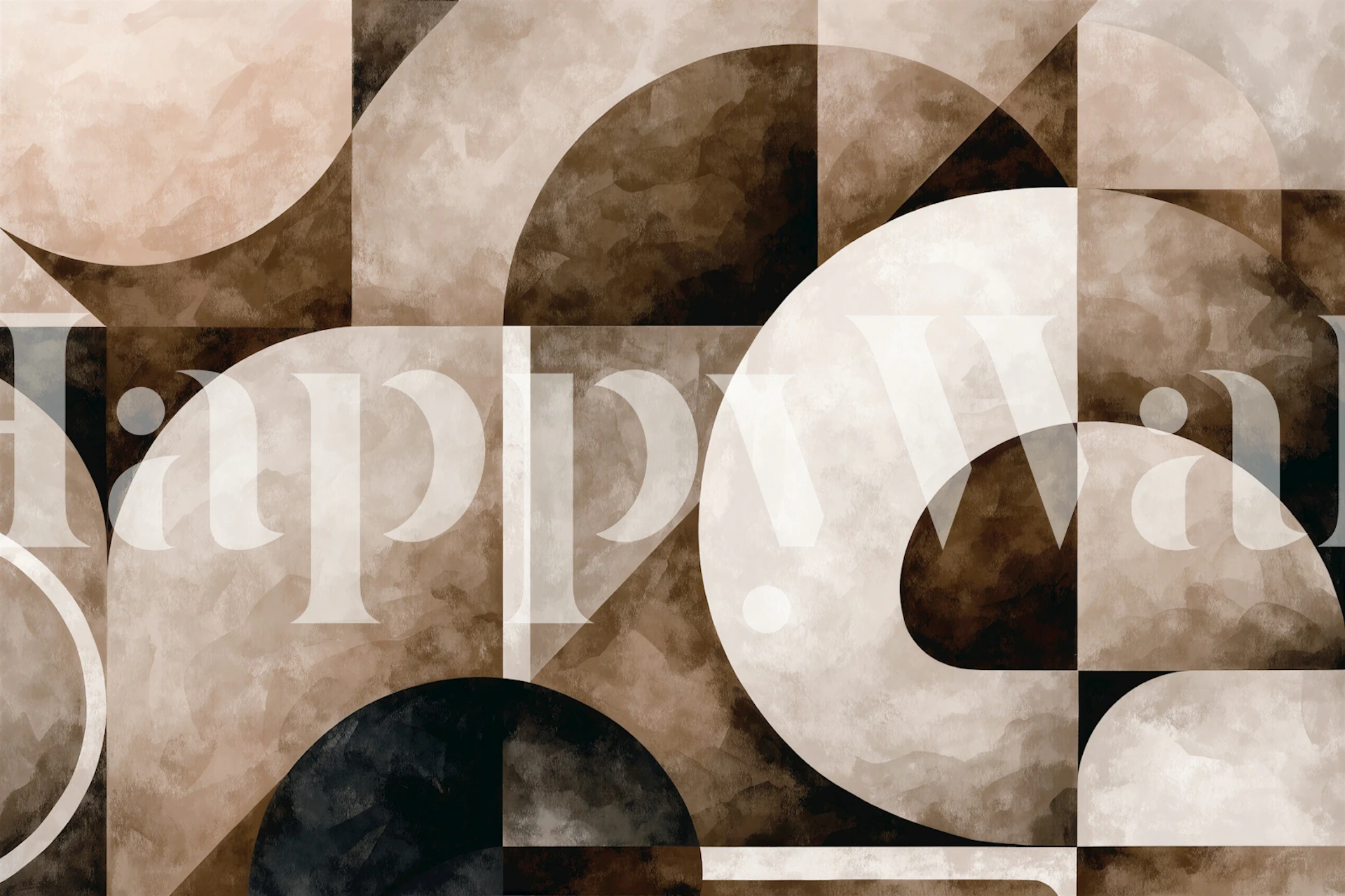Abstract geometric wallpaper in a modern room