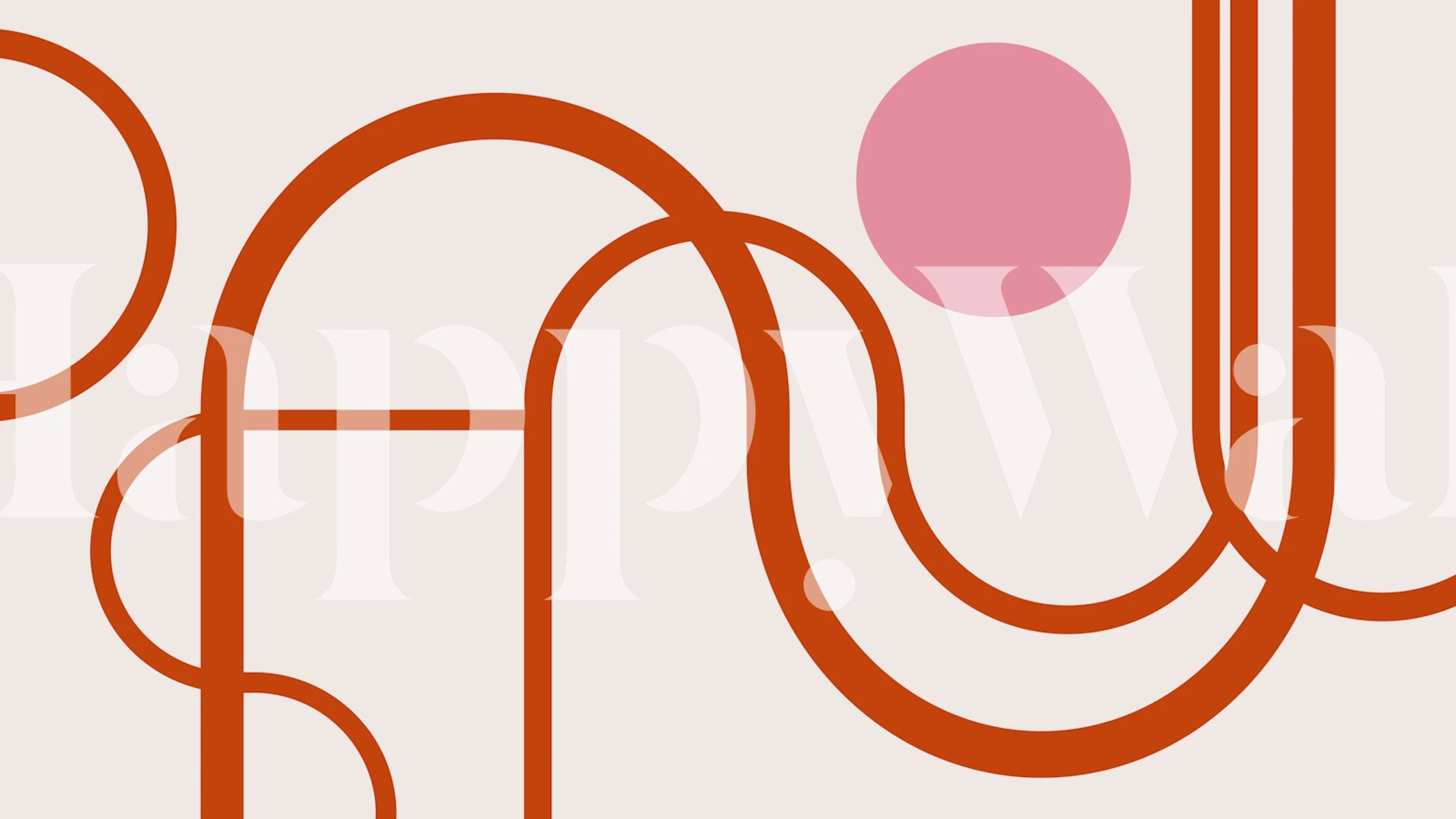 Geometric patterns with red lines and a pink circle wallpaper