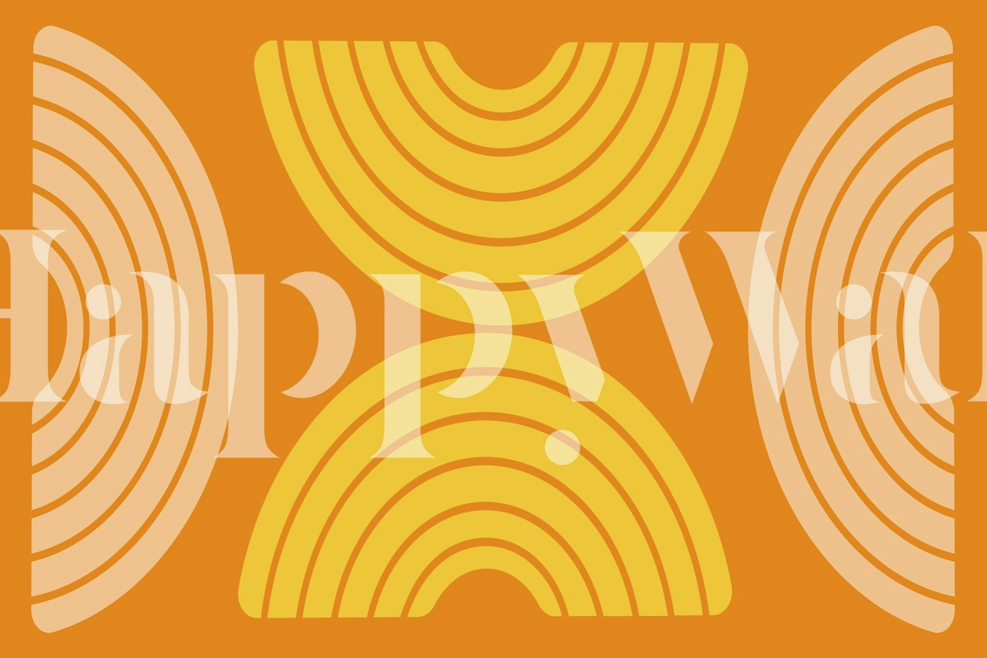 Diseño de papel pintado Sunrise Arcs Decor en una habitación