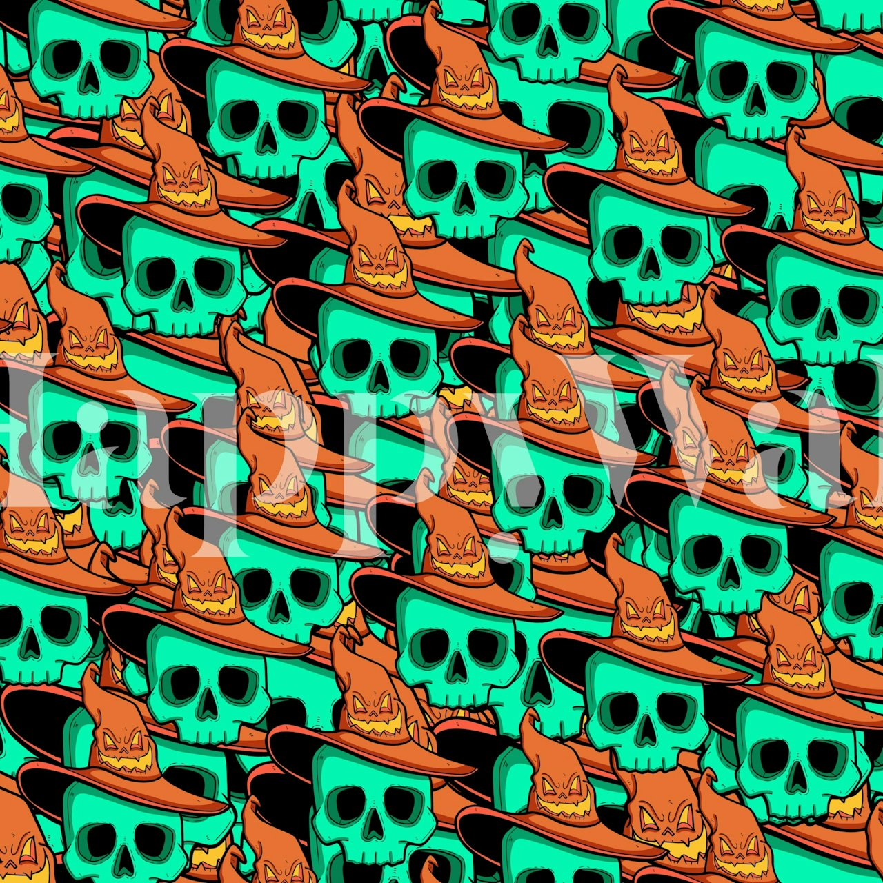 Witch skulls Tapete in einem Raum