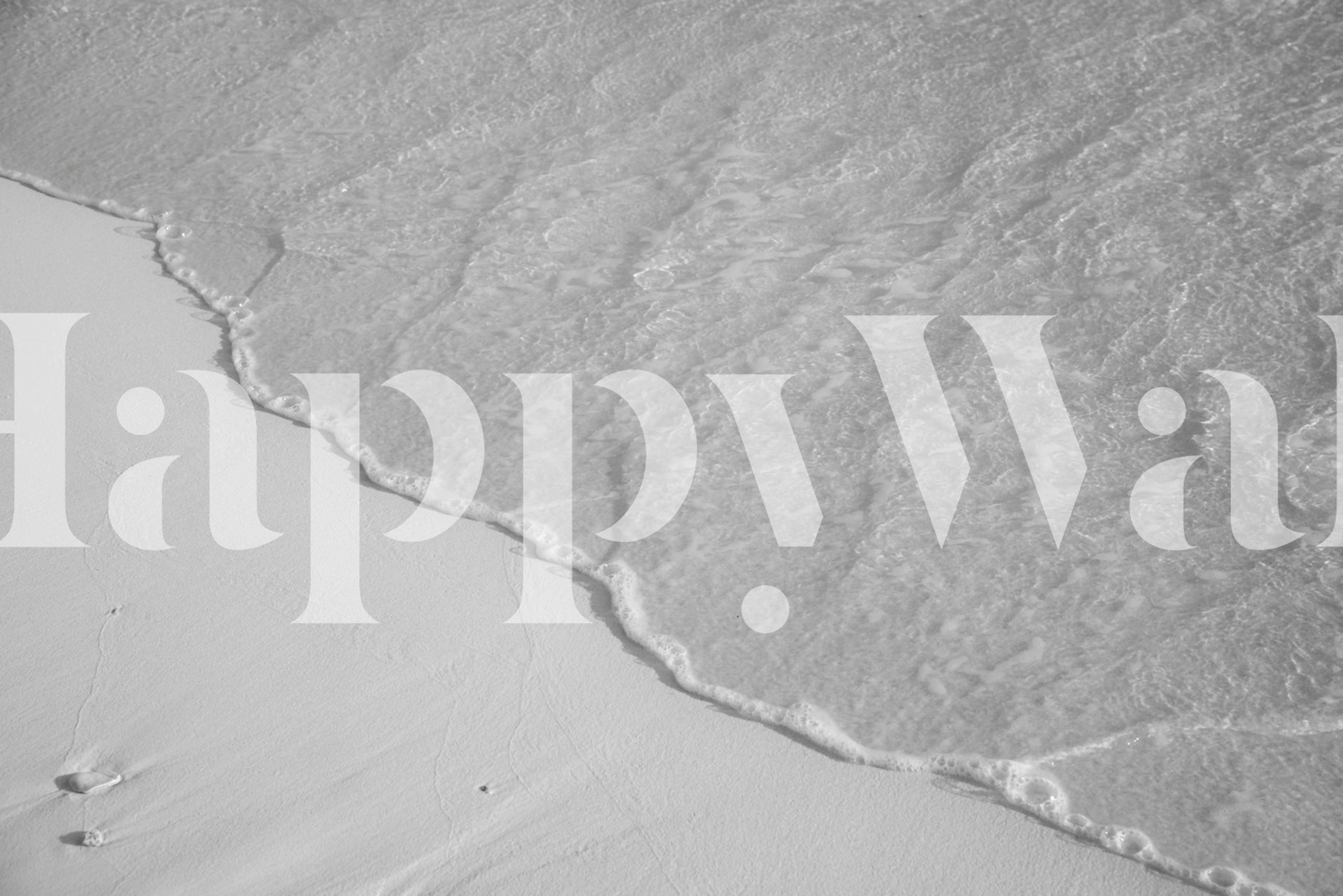 Black and white beach scene with gentle waves on shore wallpaper