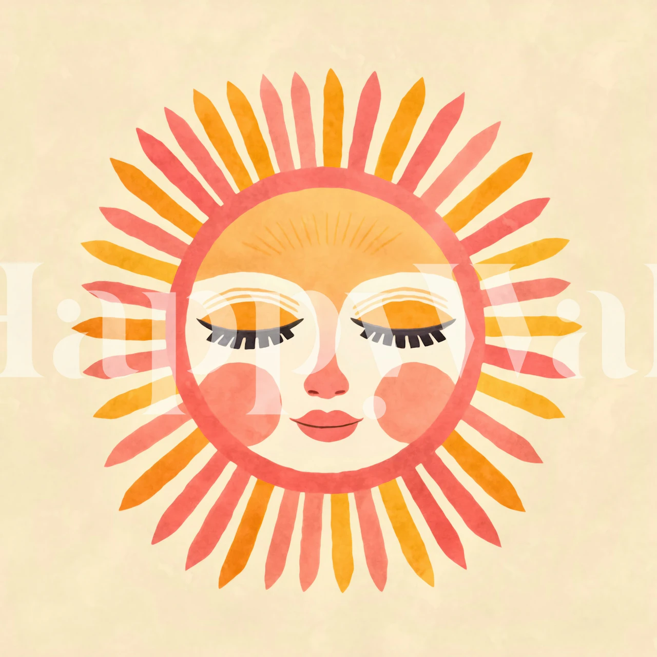 Celestial Boho Sun Goddess wallpaper in a room