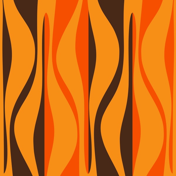 Retro Mid Mod Striped Lounge 70s Orange Brown