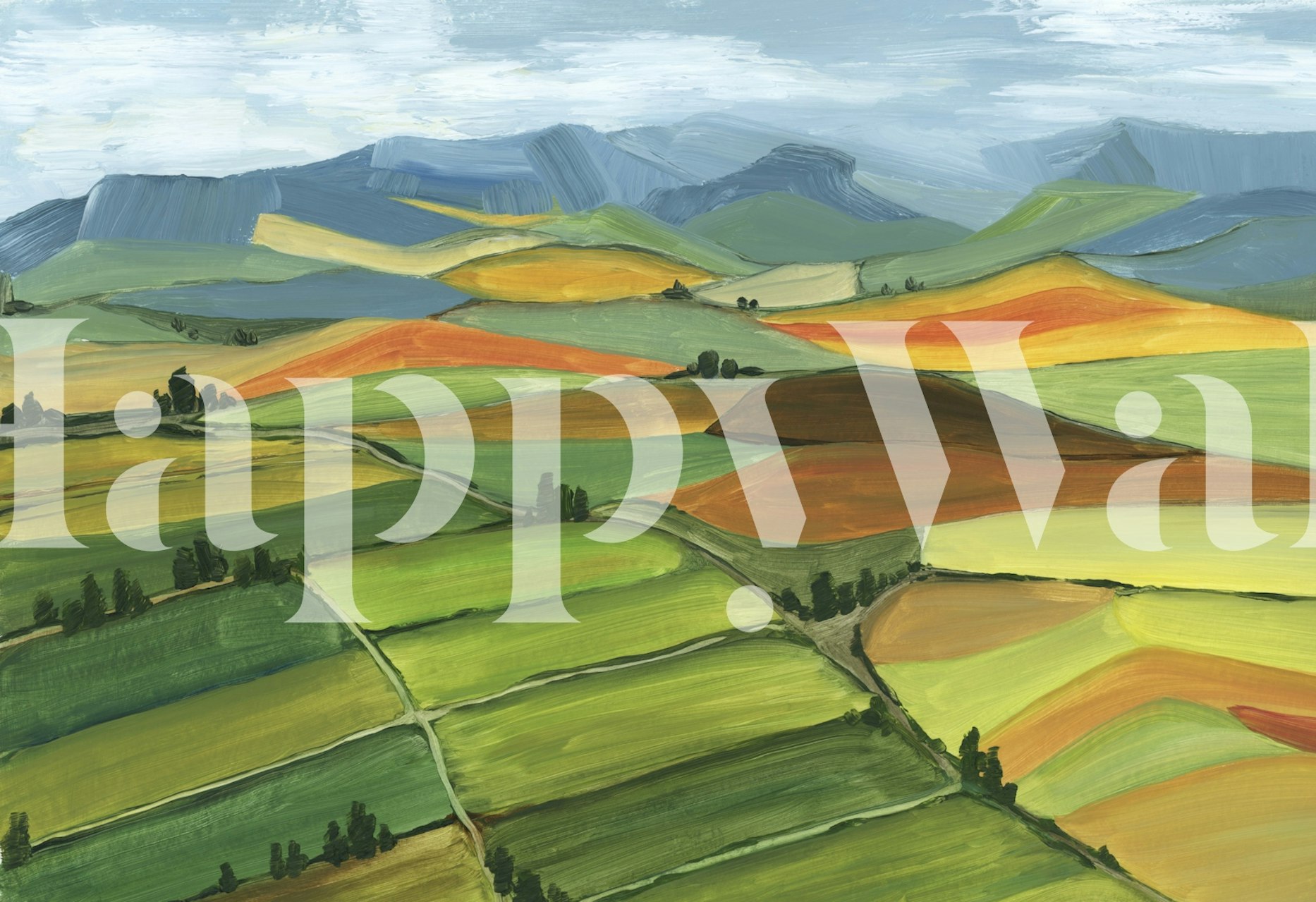 Theodore patchwork landscape tapeta u sobi