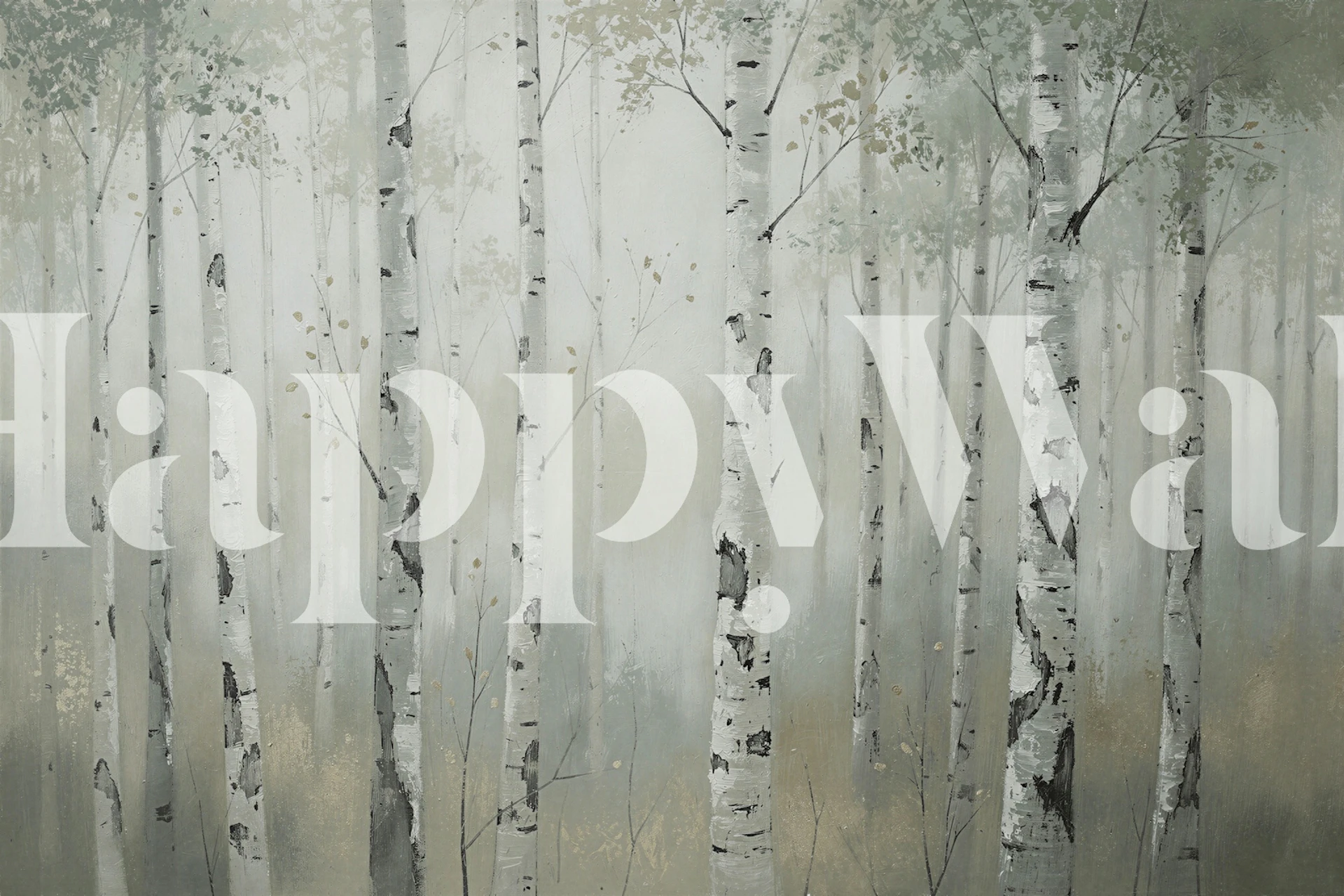Papel de parede Whispering Birch Grove em um quarto