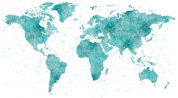 World Map Mural Teal