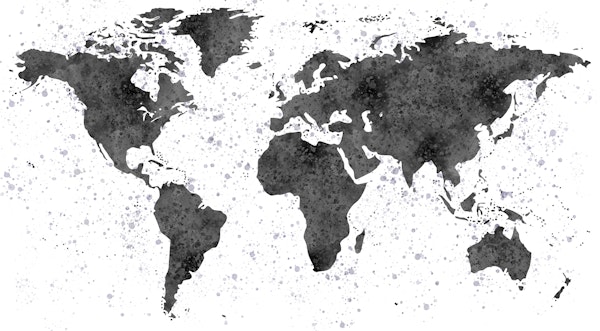 World Map Mural Black