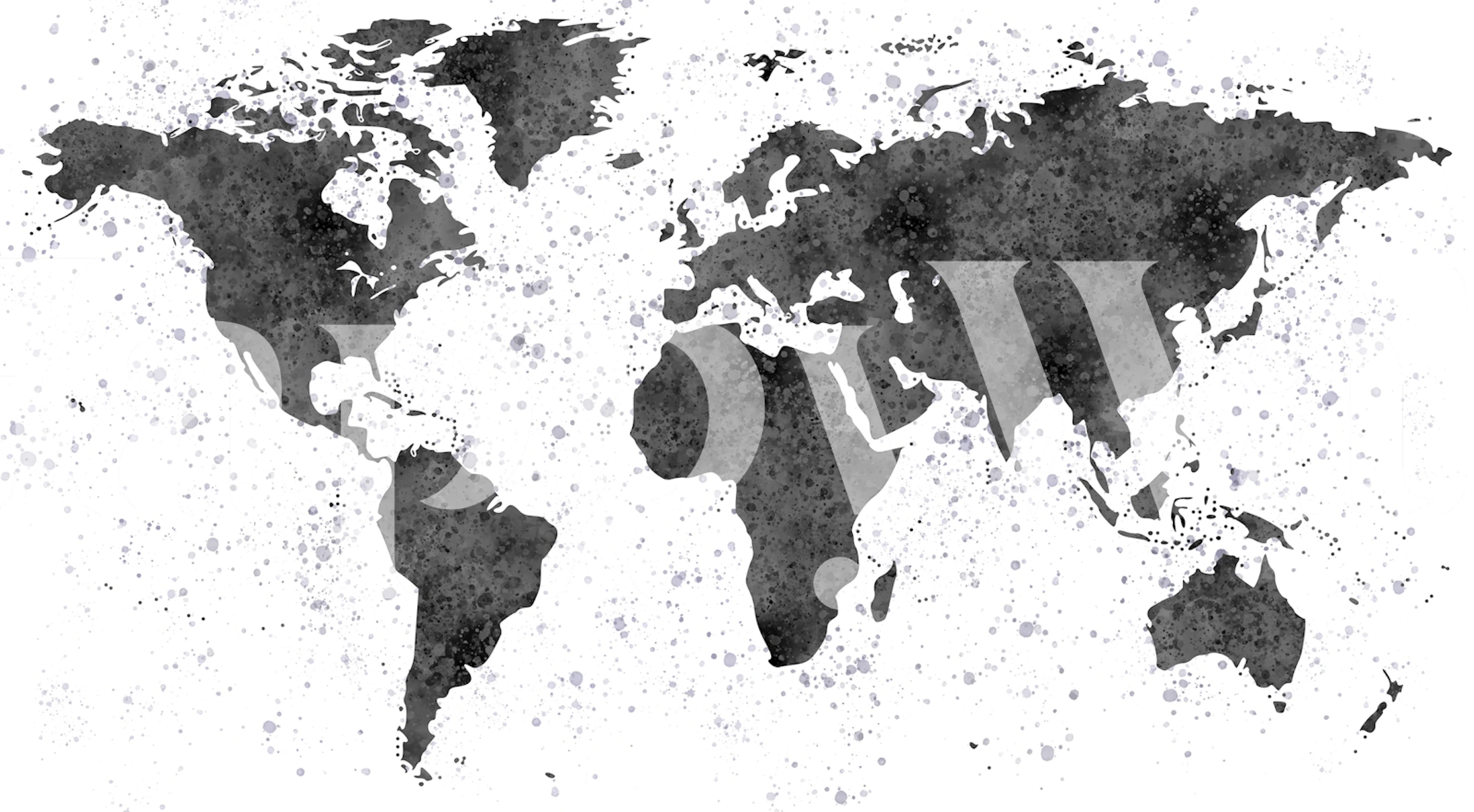 Black world map with textured white background wallpaper
