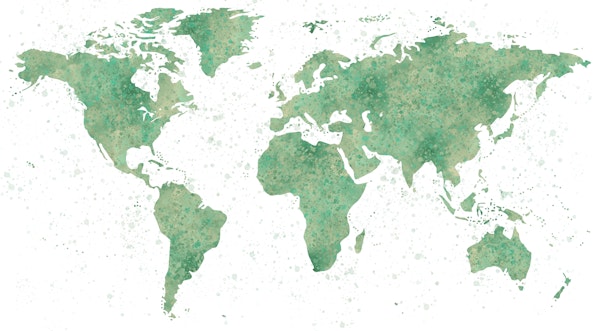 World Map Mural Sage Green