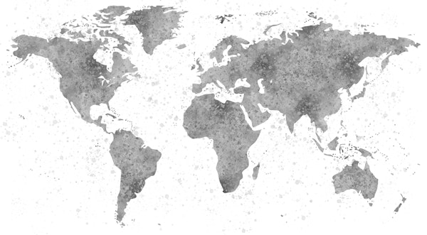 World Map Mural Grey
