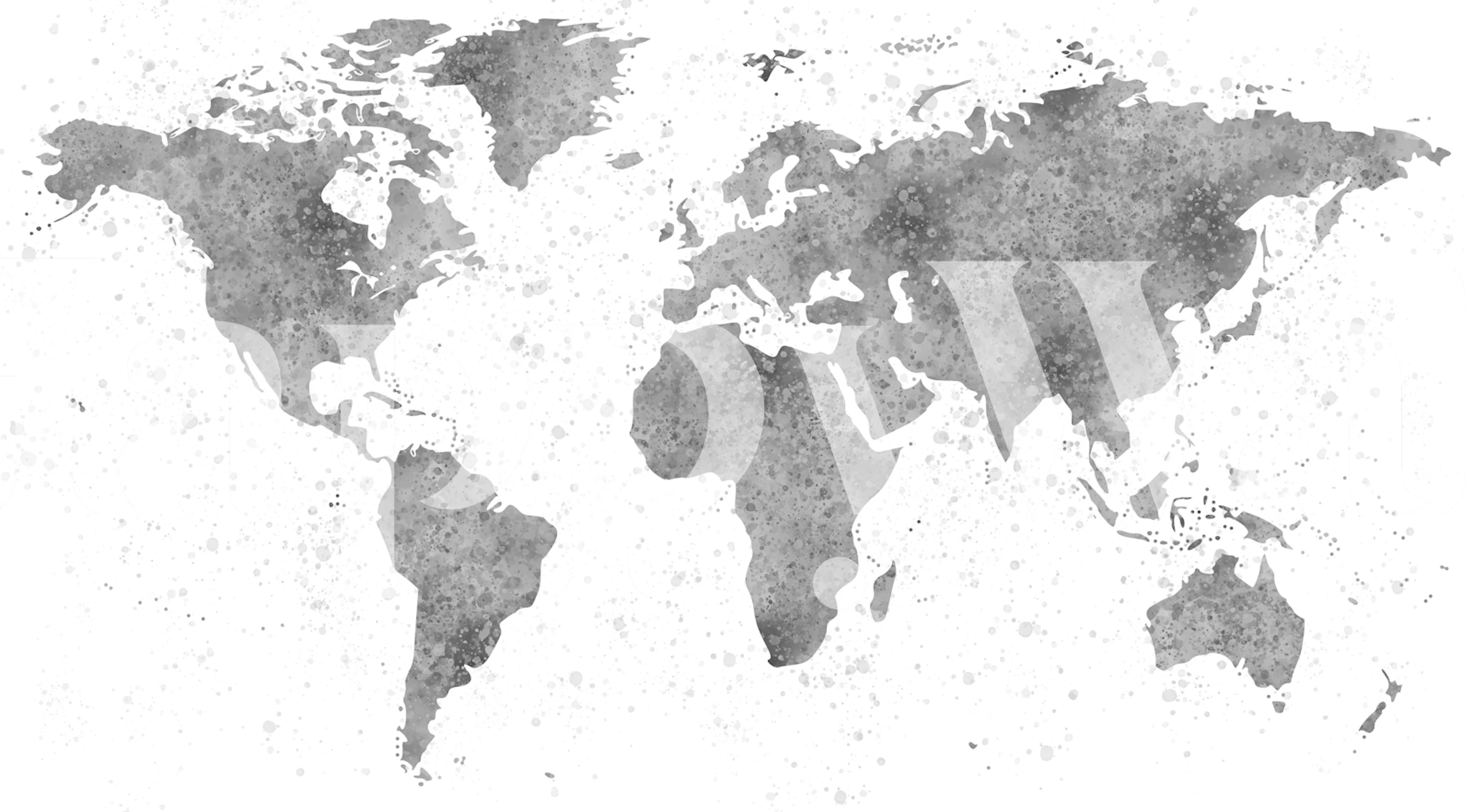 World Map Mural in grey tones