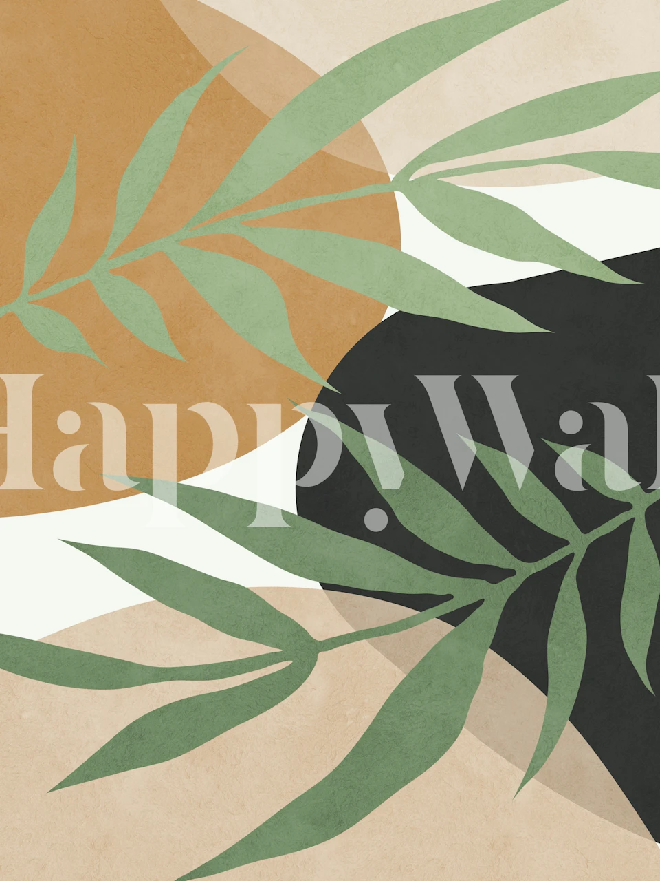 Tropical foliage wallpaper in a room