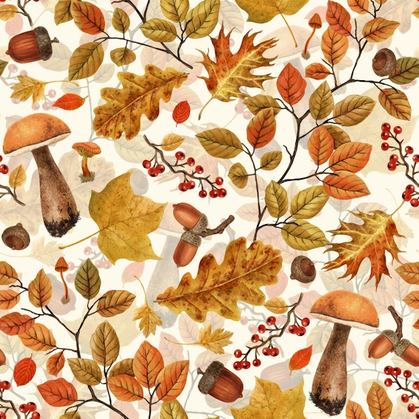 Autumnal forest on off white