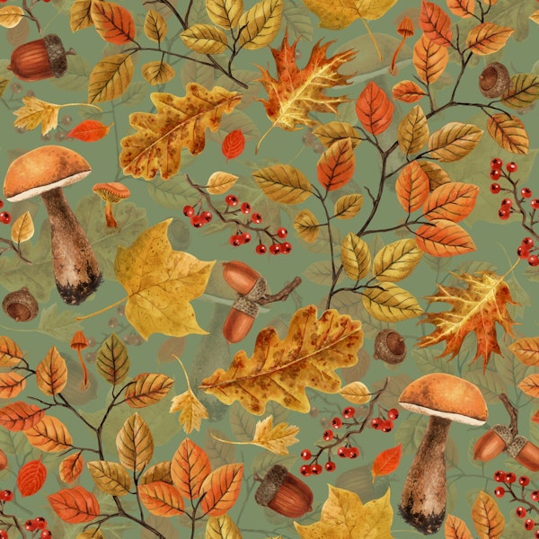 Autumnal forest on sage green