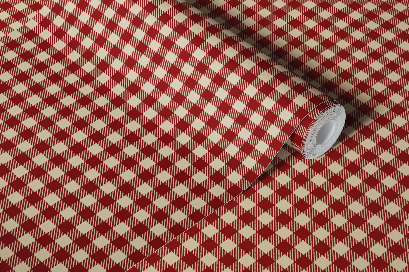 Charming Classic Gingham Pattern Red Sand wallpaper roll