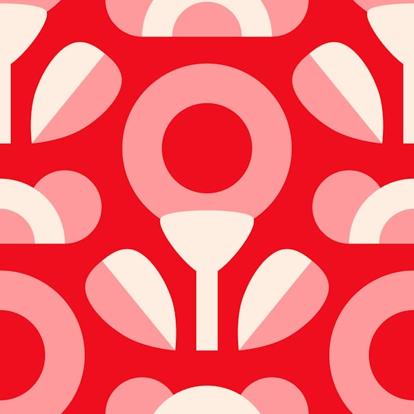 Abstract Geo Red & Pink Florals