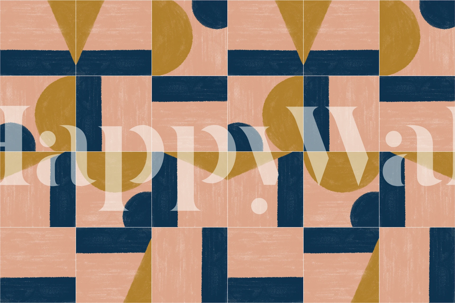 Geometric pink and blue shapes in abstract design wallpaper