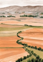 Queniva patchwork landscape in coral carta da parati