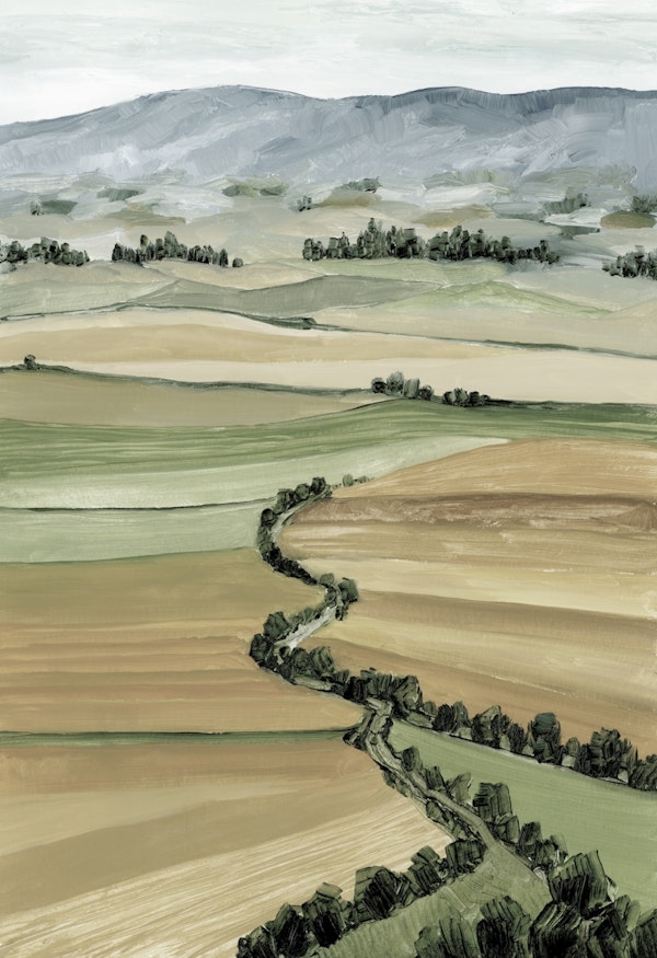 Queniva patchwork landscape in muted colors