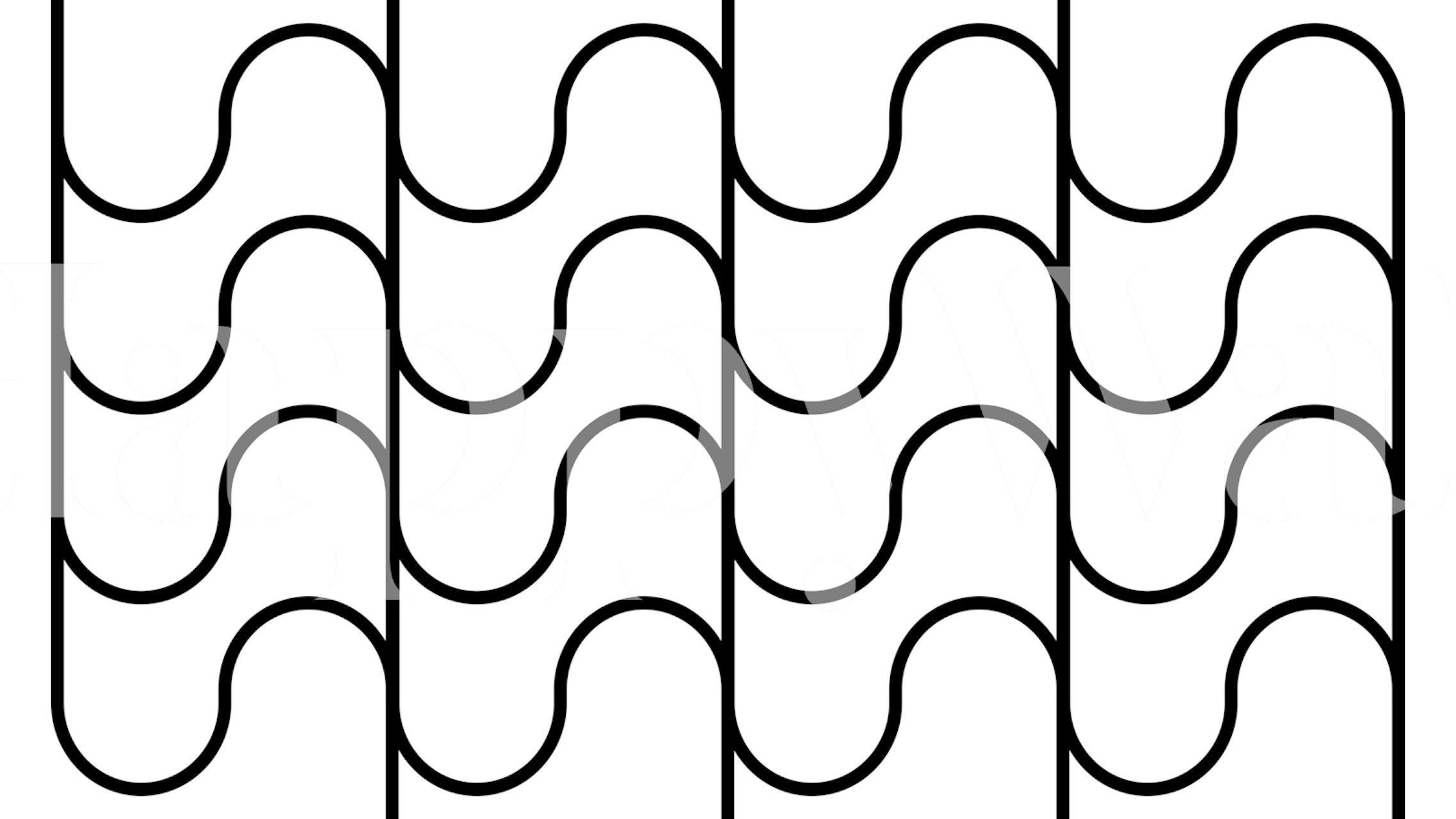 Curvy wavy lines pattern in black and white wallpaper