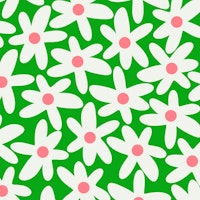 Daisy Time Cheerful Boho Floral Green Pink tapete