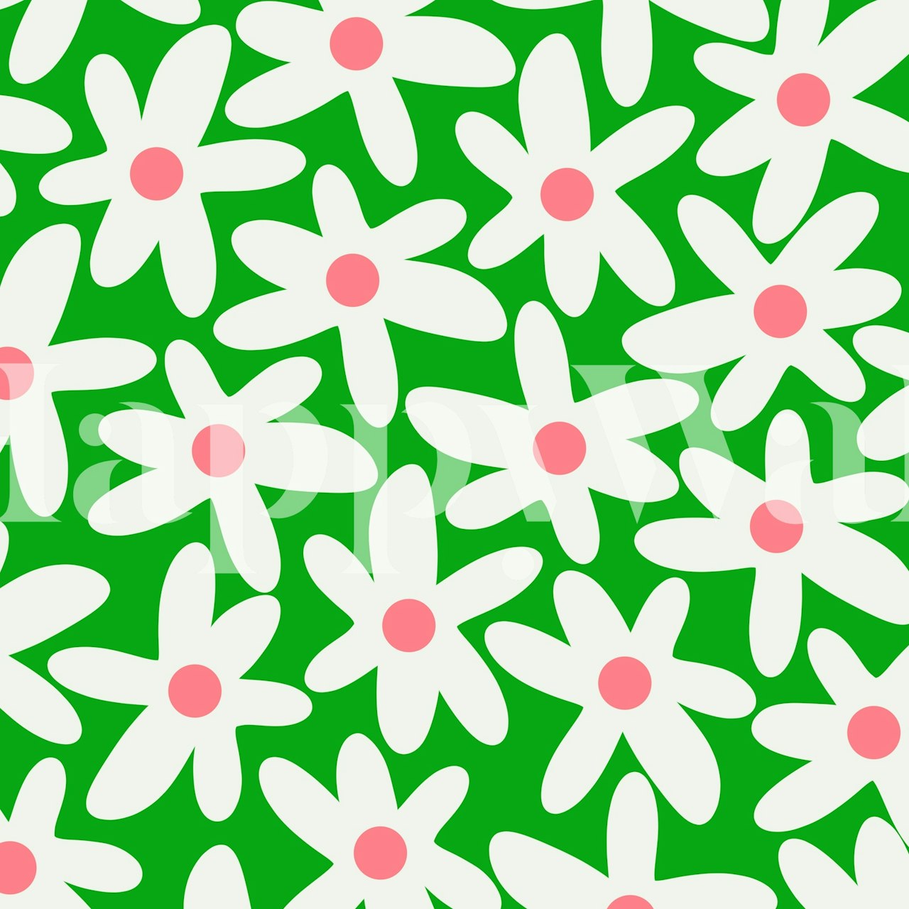 Daisy Time cheerful floral wallpaper in a room