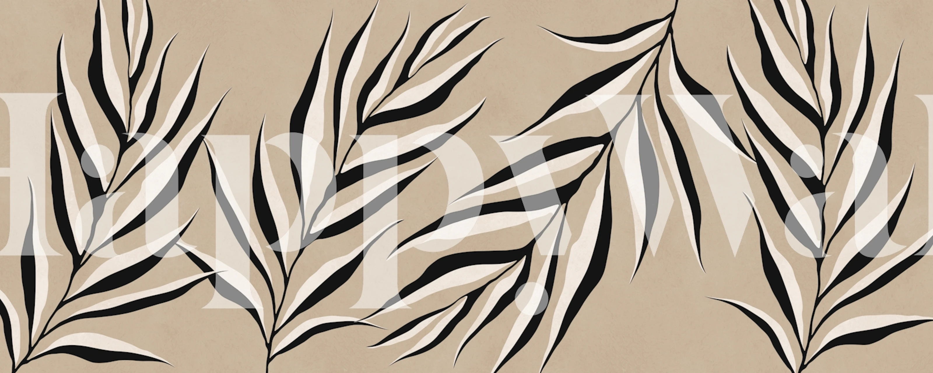 Tropical Leaf Silhouettes wallpaper in a room