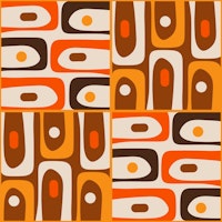 Mid Century Modern Piquet Retro 70s Orange ταπετσαρία