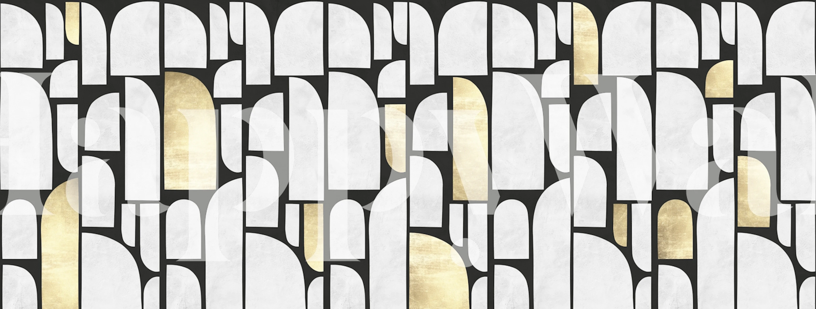 Golden Arcs Abstract Decor wallpaper in a room