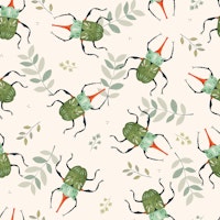 Botanical Rhino Beetle Fancy papel de parede