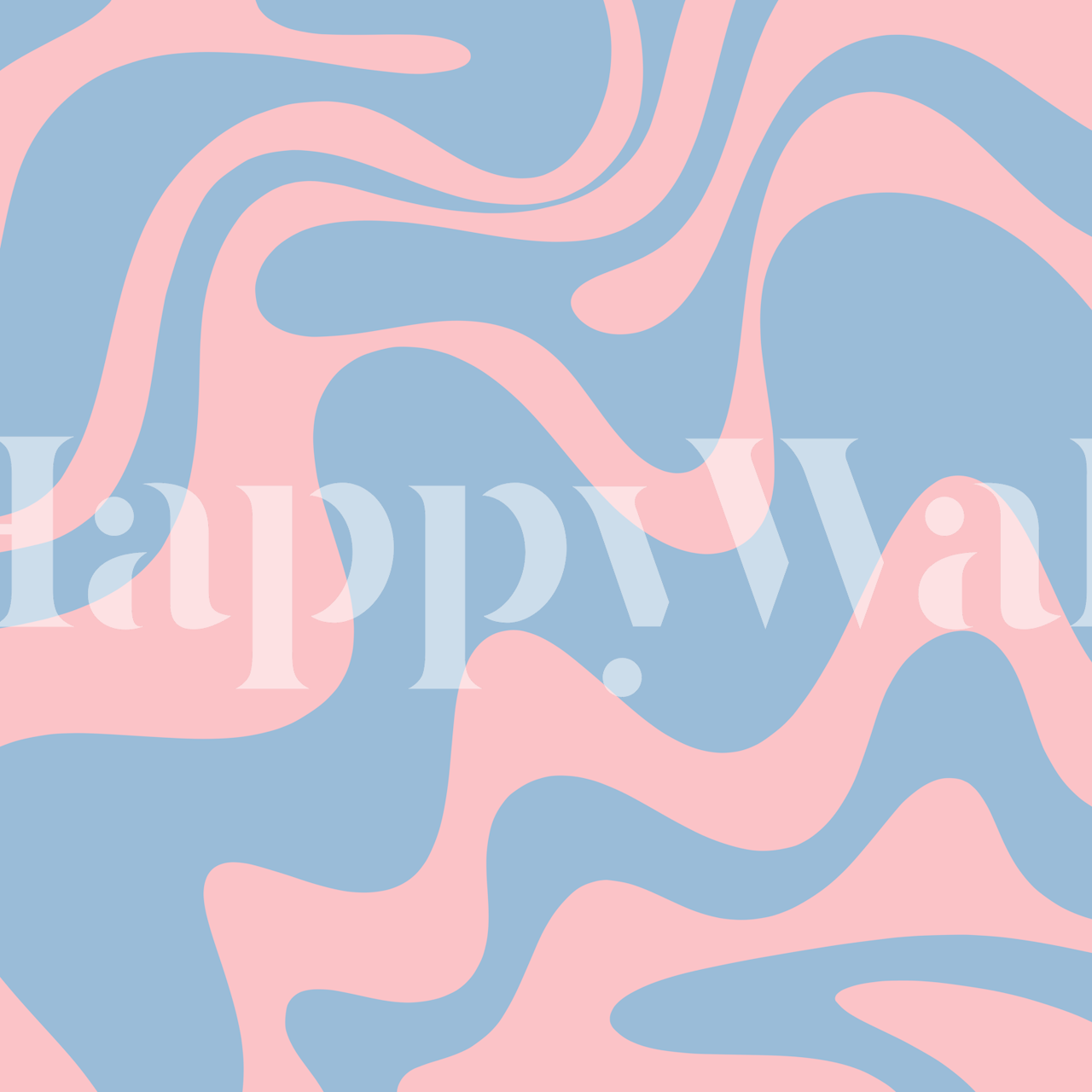 Abstract wavy shapes in pastel blue and pink wallpaper