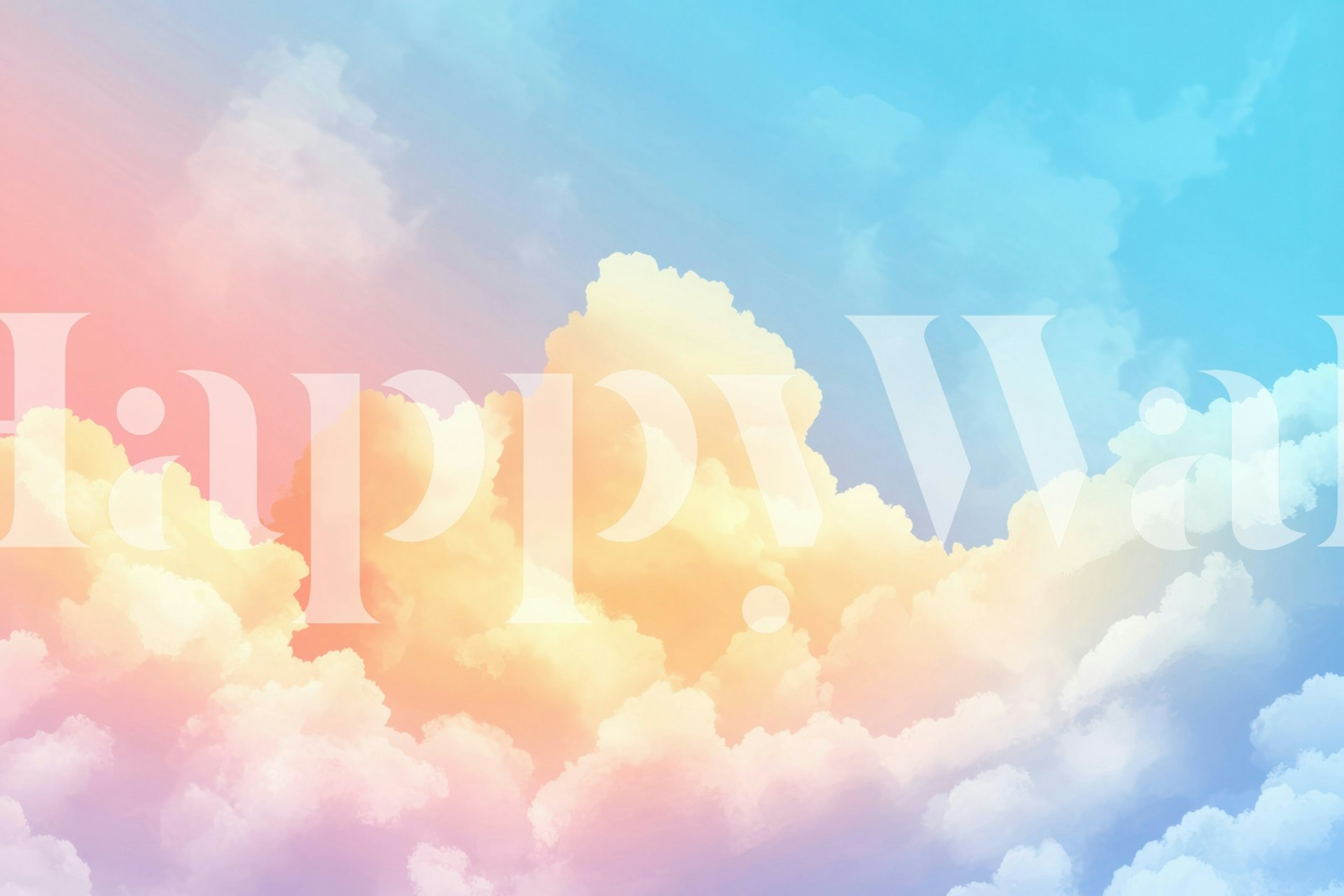 Sunny Cotton Clouds wallpaper in a room