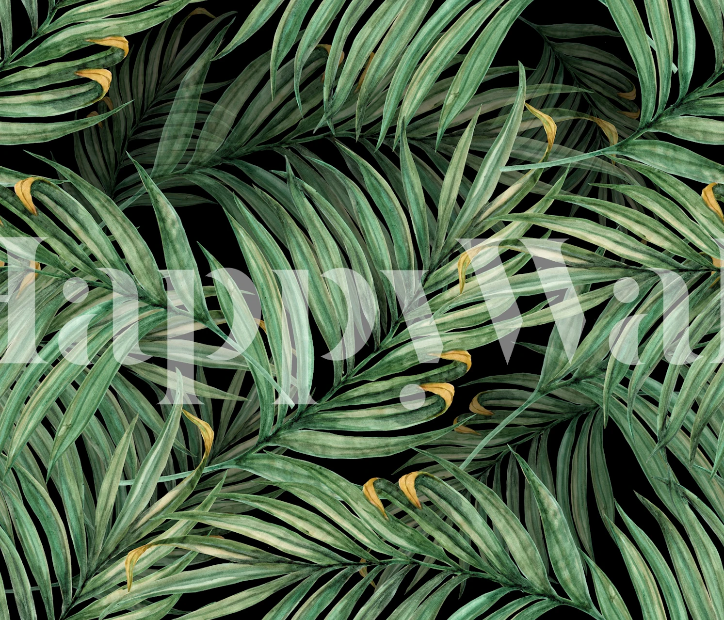 Palm leaves wallpaper on a black background
