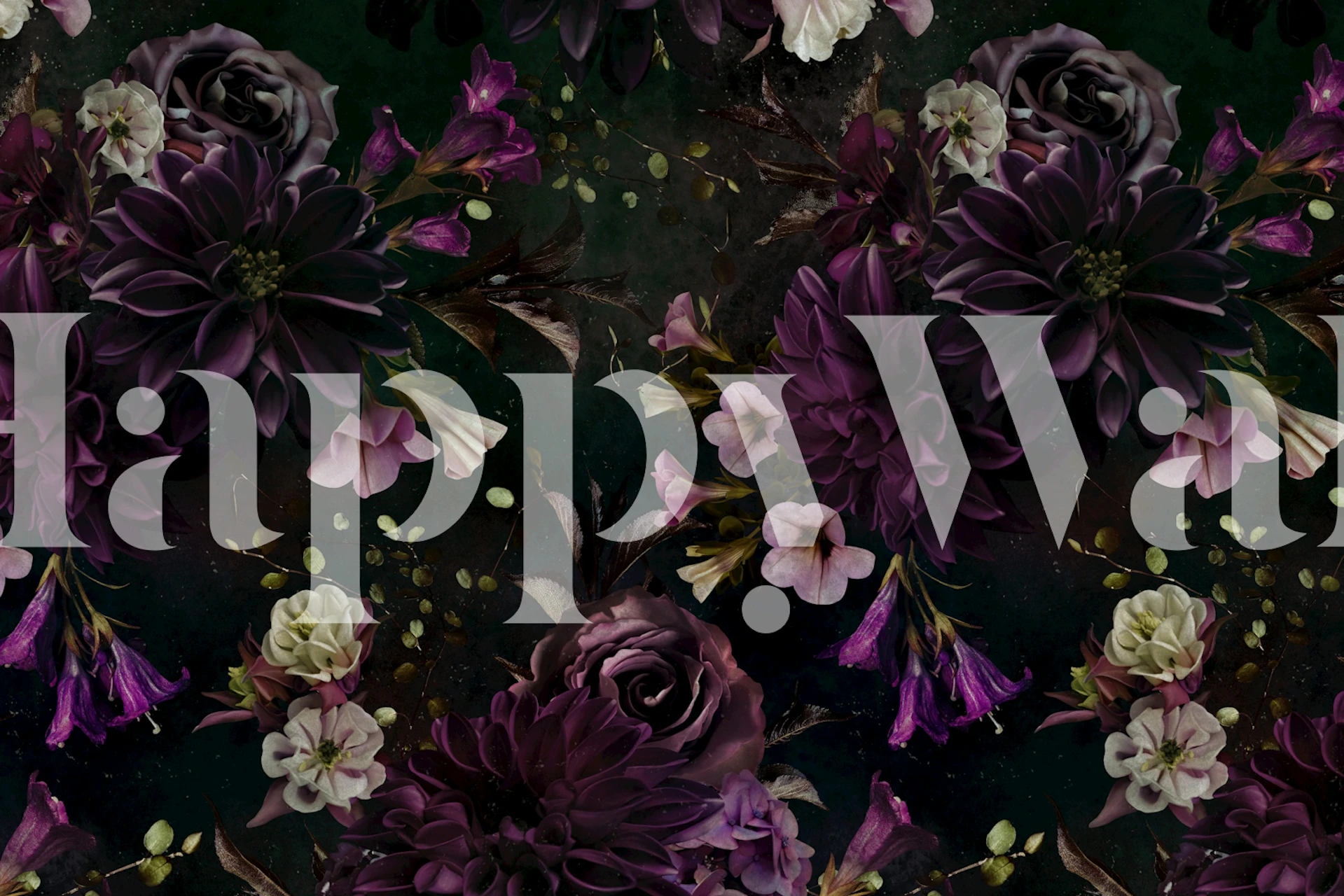 Midnight Floral Embrace tapet uppvisad i ett rum