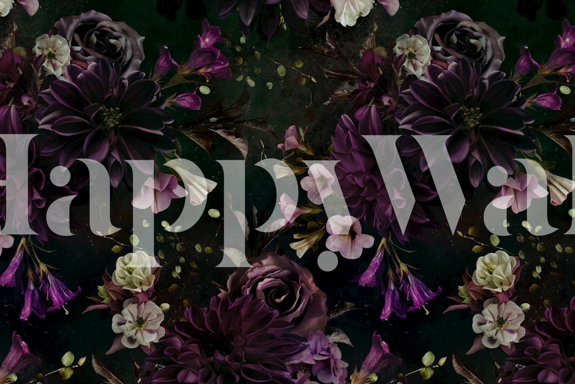 Midnight Floral Embrace wallpaper displayed in a room