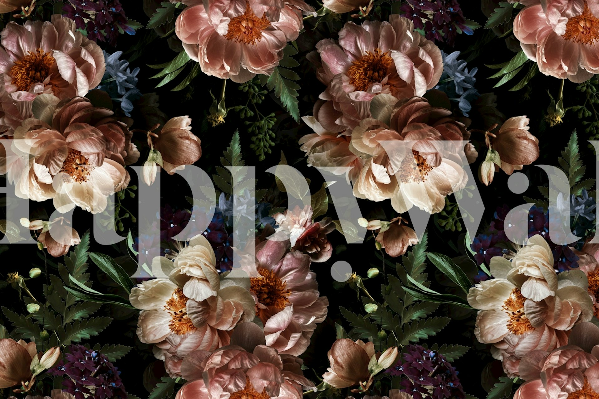 Midnight Floral Bouquet tapet i et rom