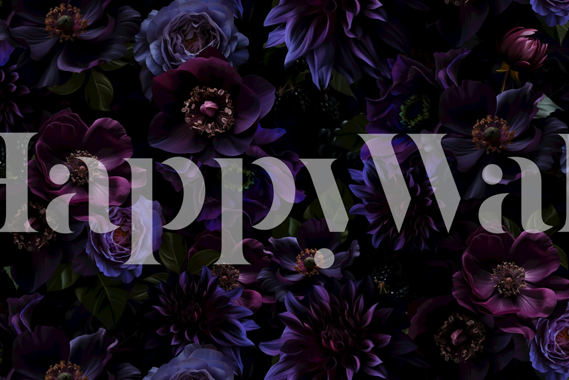 Nocturnal Purple Blooms wallpaper in a room