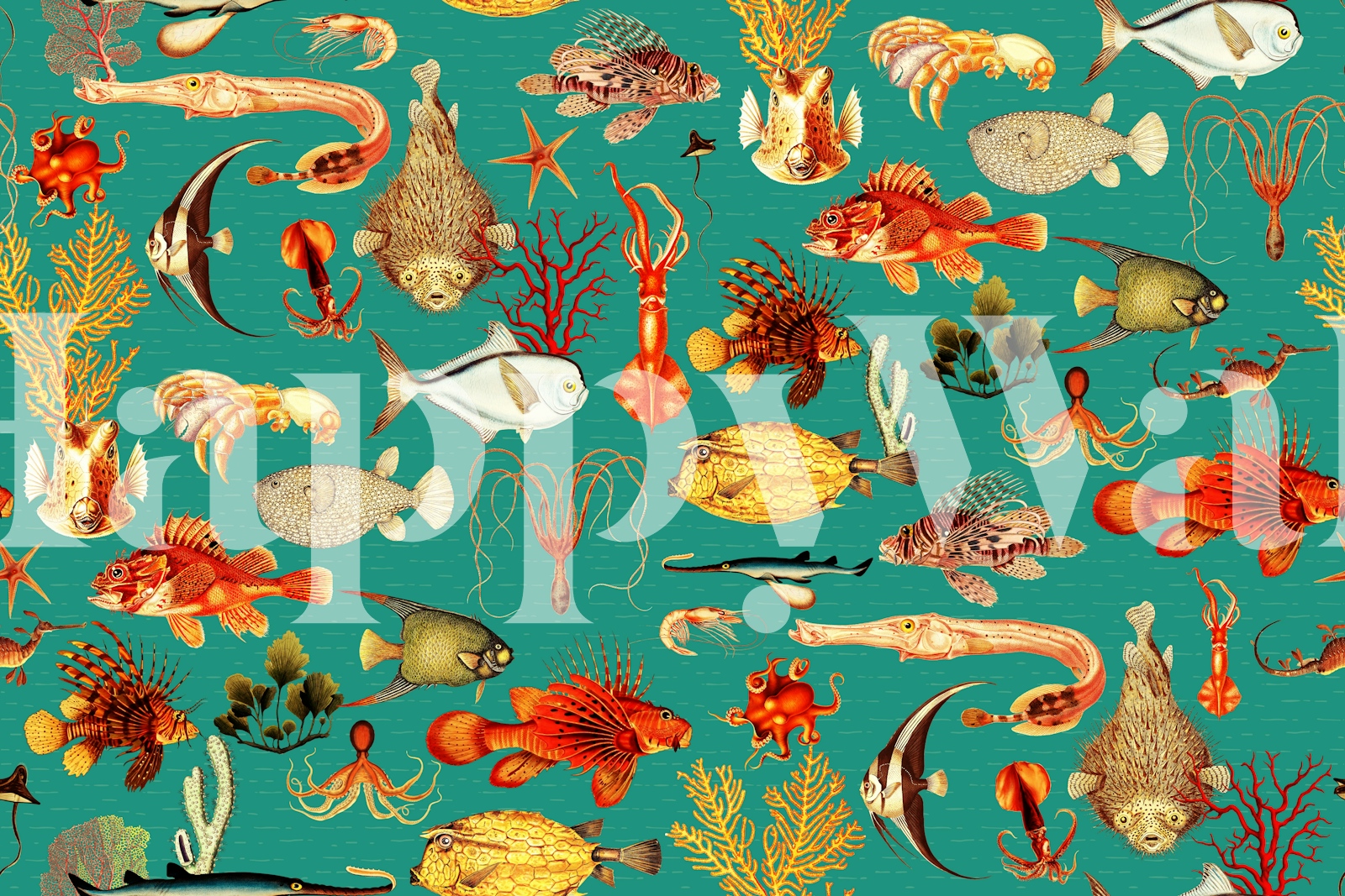 Nautical Fish Pattern Wallpaper