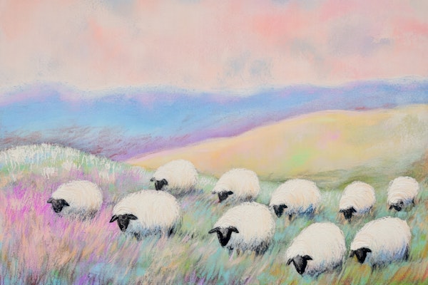 Pastel Calm Herd Hillside