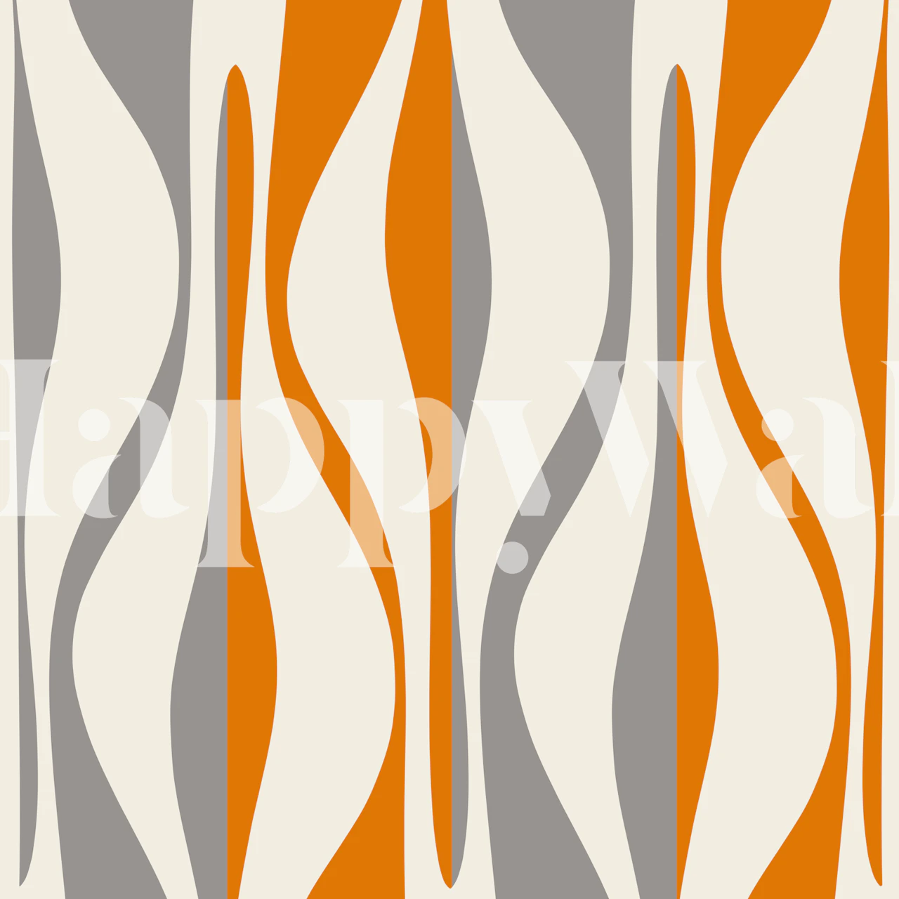 Wavy ochre and gray pattern wallpaper in modern style
