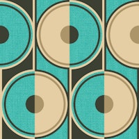 Retro Circles teal ταπετσαρία